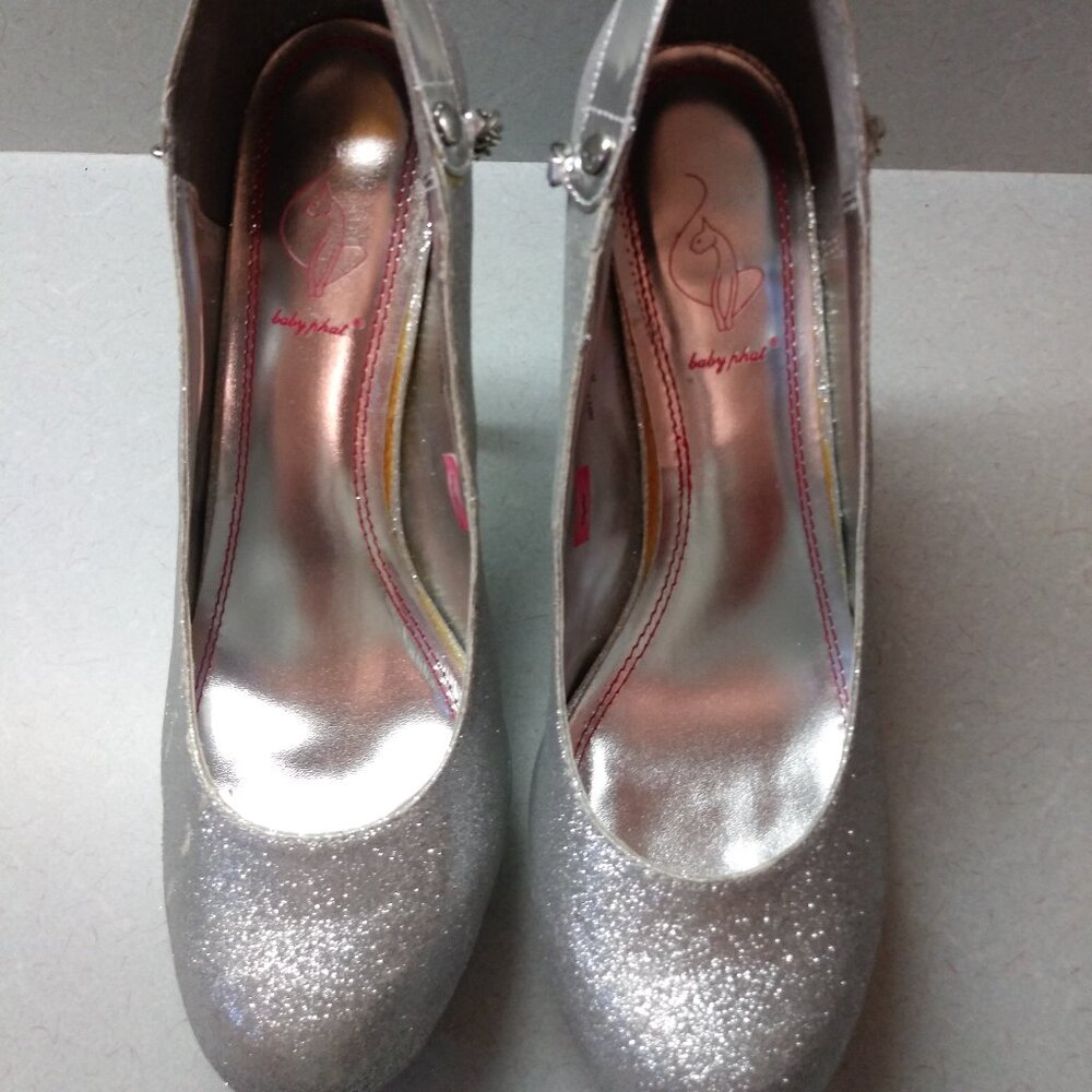 Baby Phat silver Sparkle Platform Pumps